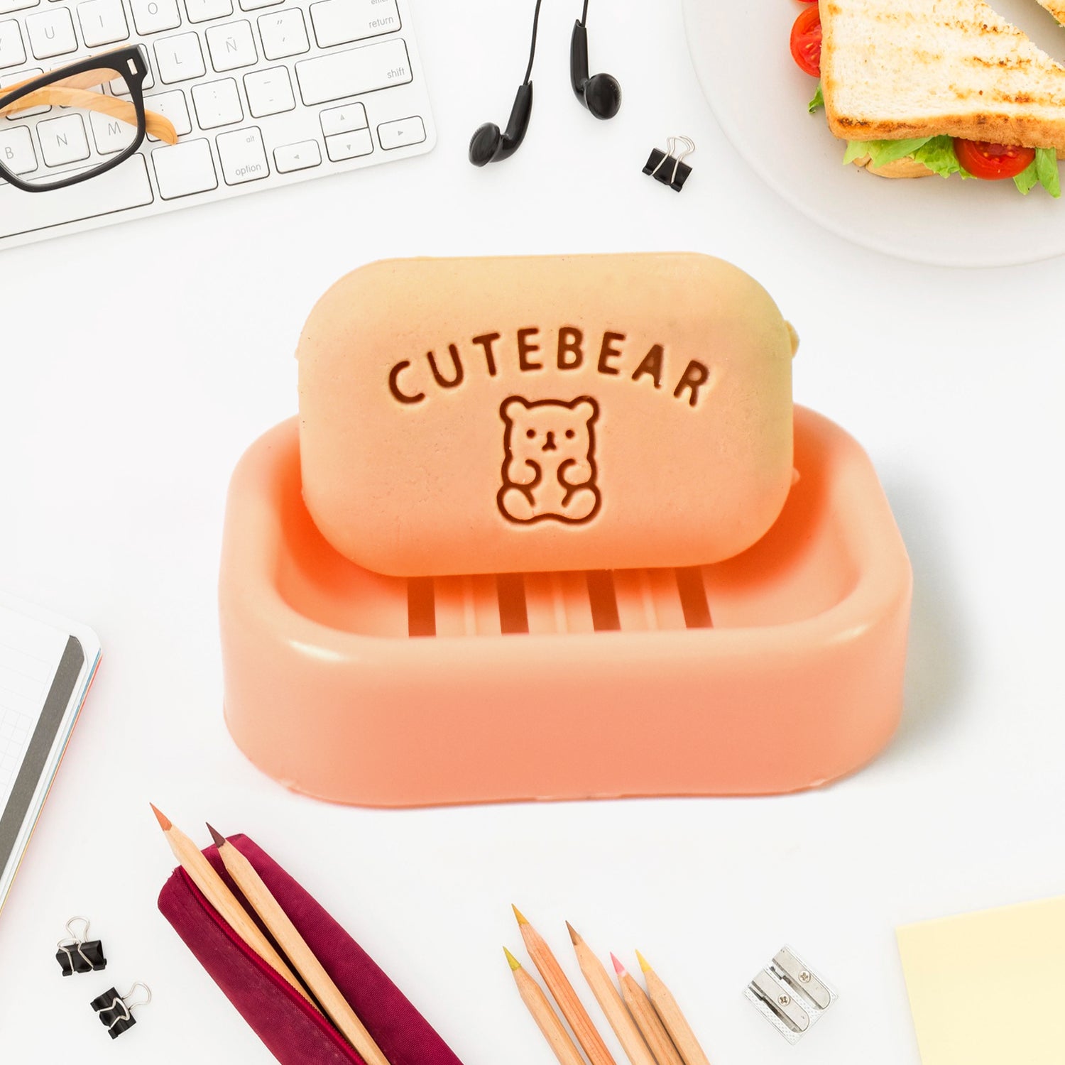 Cute Soap Shaped Erasers With Plastic Case (1 Pc  With Case) Cute Soap Shaped Erasers With Plastic Case (1 Pc  With Case)